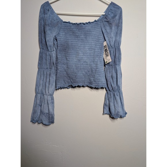 Tops - Rewash Totally Tie Dye Smocked Ruffle-Trimmed Shirt Blue Size Small ‎ NEW